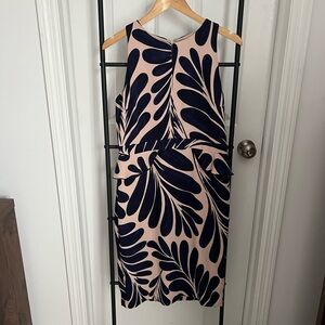 Ann Taylor Navy and Rose Leaf Midi Dress